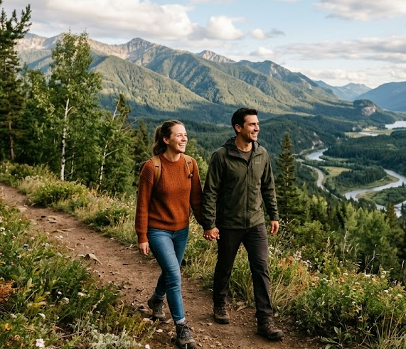 Persona che pratica esercizi di rilassamento visivo nella natura